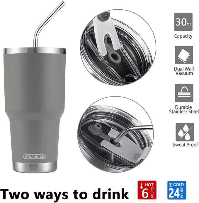 D·S 30oz Grey Tumbler Stainless Steel Insulated Travel Mug - Image 4