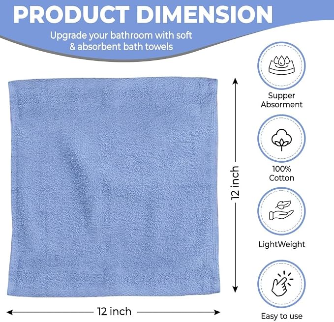 100% Cotton Washcloth Set – Soft, Absorbent Face Towels - Image 2
