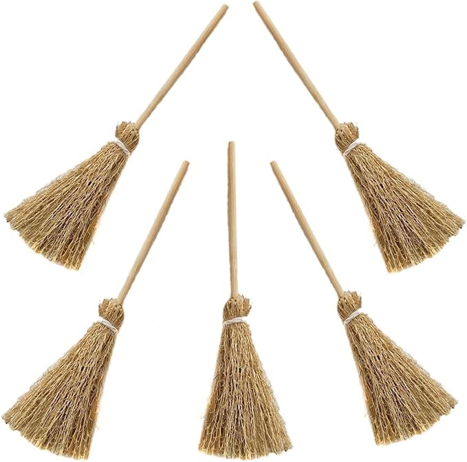 Miniature Artificial Mini Straw Brooms by Wgudzpj