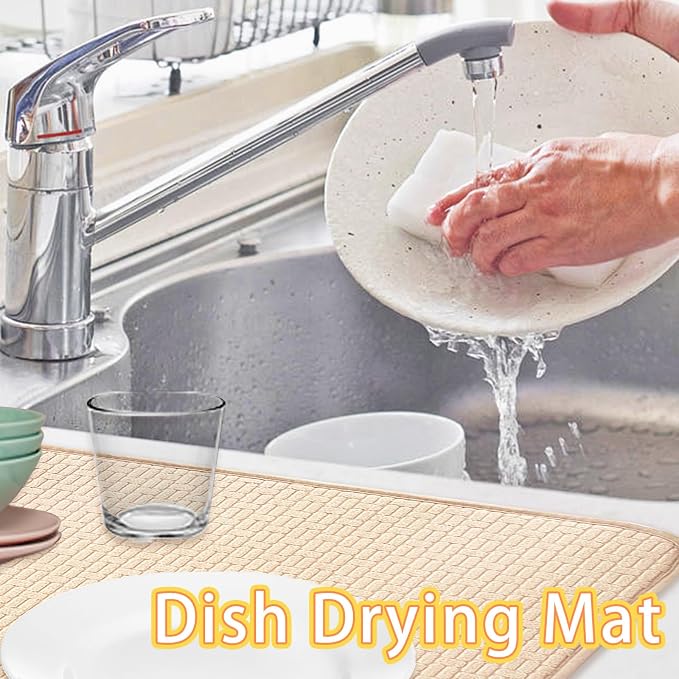2 Pcs XXL Dish Drying Mats, Absorbent Microfiber Drainer Mat, Large Size 24×17" - Image 6