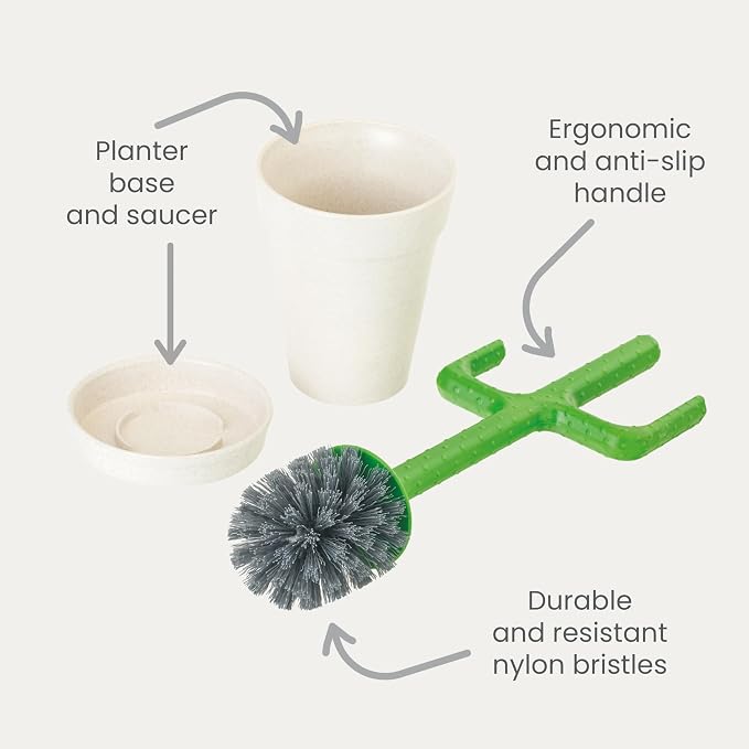 Vigar Cactus Toilet Brush Set, Toilet Brush and Holder Set - Image 3