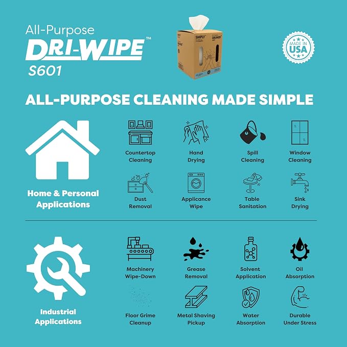 Dri-Wipe S601 by SMPLY Brands – All-Purpose Disposable Cleaning Wipes, 252 Wipes - Image 2