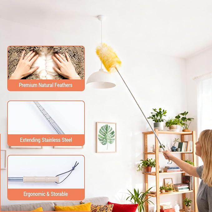 Cedenoo Lambswool Duster Extendable 22–55 Inch Natural Wool Duster - Image 6