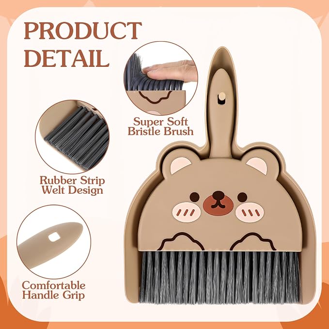 Ouligay Portable Hand Broom and Dustpan Set, Cute Mini Broom and Dustpan Set - Image 3