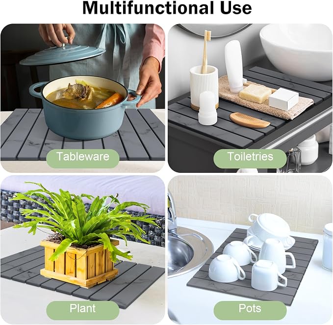 Stone Dish Drying Mat for Kitchen Counter, Versatile Stone Drying Mats for Cups - Image 6