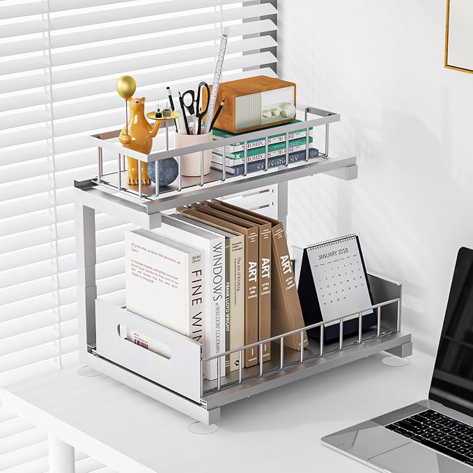 Under Sink Organizer Storage 2-Tier Heavy Duty Metal Pull Out Cabinet Organizer - Image 6