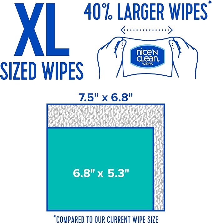 Nice 'N CLEAN Extra Large Flushable Wipes | 40% Larger Wipes | 6.8" x 7.5" - Image 2