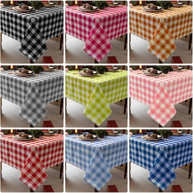Classic Gingham Plaid Tablecloth Fabric - Image 6