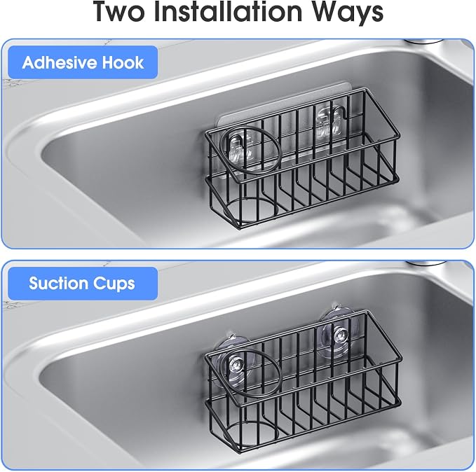 Kitchen Sink Organizer, Strong Adhesive Mount Detachable Sponge Holder - Image 4