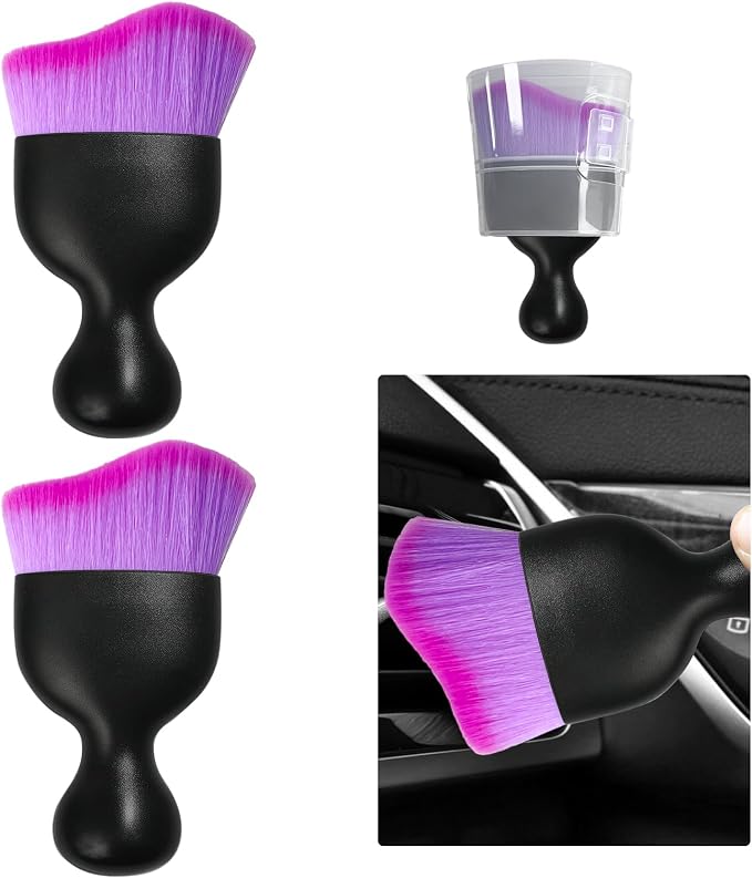 Ziciner 2 PCS Car Detailing Brush, Curved Soft Bristles Auto Removal Dust by Ziciner