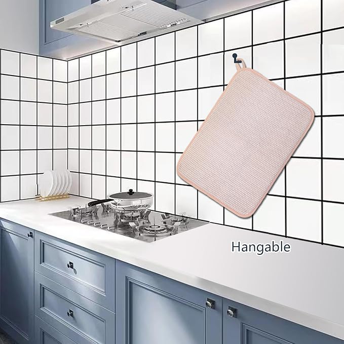 Pink Dish Drying Mats for Kitchen Counter, 2 Pack Dish Drying Mat Drying Pad - Image 4