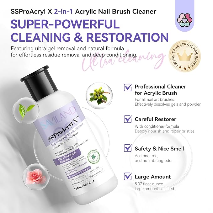 SAVILAND Acrylic Nail Brush Cleaner: 5 OZ Large Capacity Acrylic Brush Cleaner - Image 2