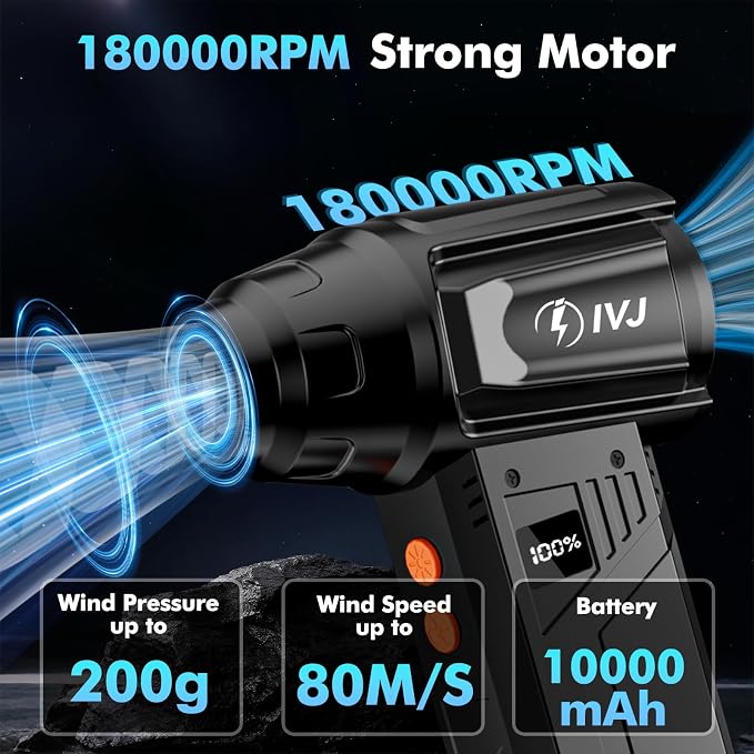 IVJ Compressed Air Duster, 180000RPM Super Power Cordless Electric Air Duster - Image 2