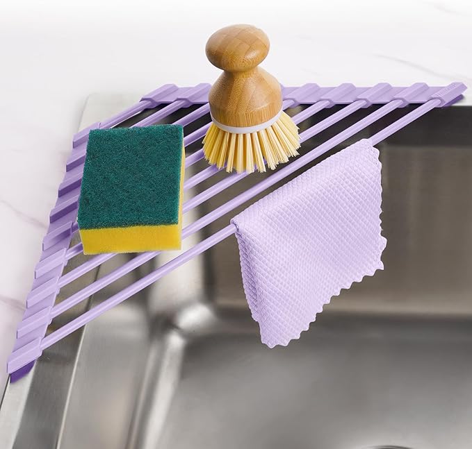 Tomorotec Compact Silicone-Coated Triangle Dish Drying Rack by Tomorotec