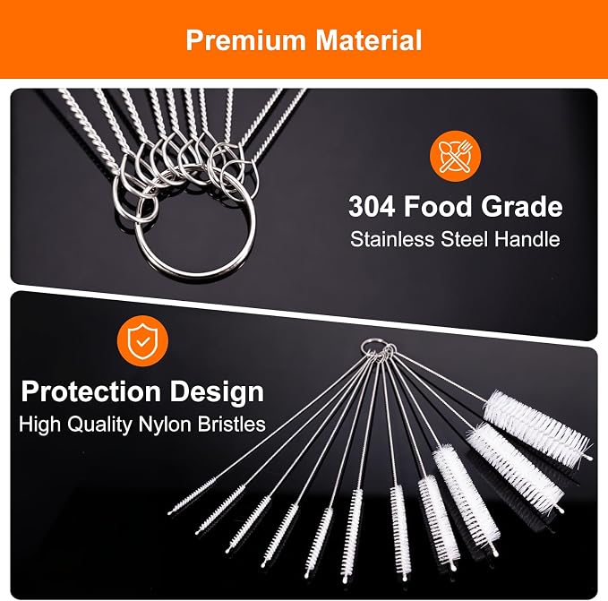 8 Inch Extra Long Straw Cleaner Brush Set, 10 Pack Reusable Straw Cleaning - Image 4