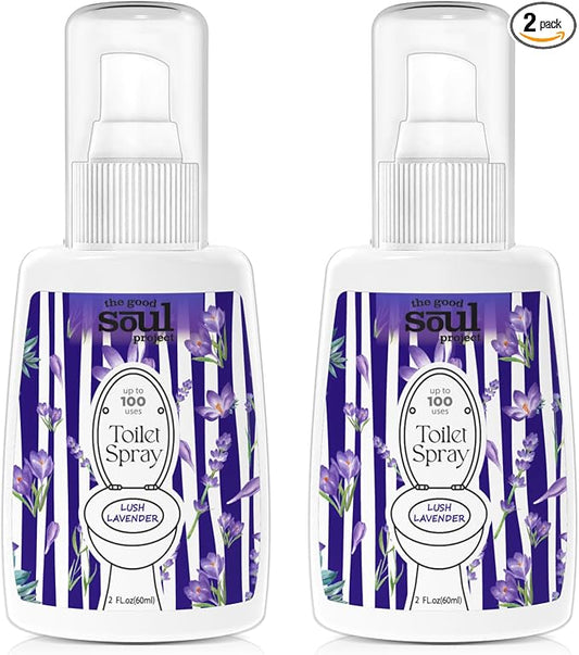 Toilet Spray 2Oz, Lavender Scent, Bathroom Deodorizer, Travel Size Air by THEGOODSOULPROJECT