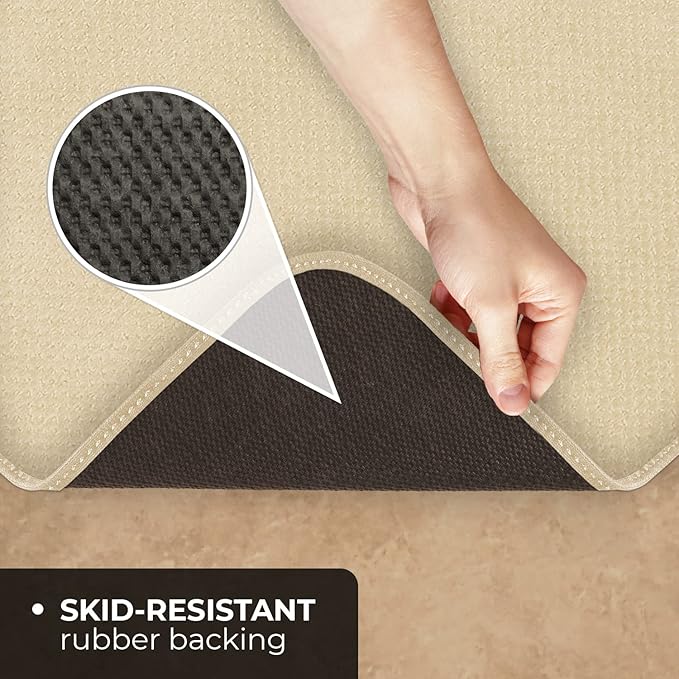 House, Home and More Skid-Resistant Carpet Indoor Area Rug Floor Mat - Ivory Cream - 6 Ft X 6 Ft - Non Slip Rubber Backing, Stain Resistant, Dog Friendly, Living Room Bedroom Kitchen Entryway