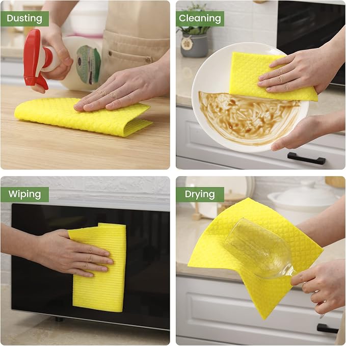 Homaxy Swedish Dishcloths for Kitchen, 15 Pack Reusable and Washable Cellulose - Image 5