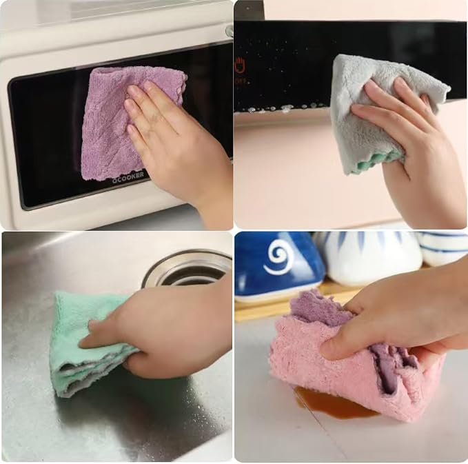 20 Pack Kitchen Dish Cloths Dish Towels, Super Soft and Absorbent Coral Fleece - Image 4