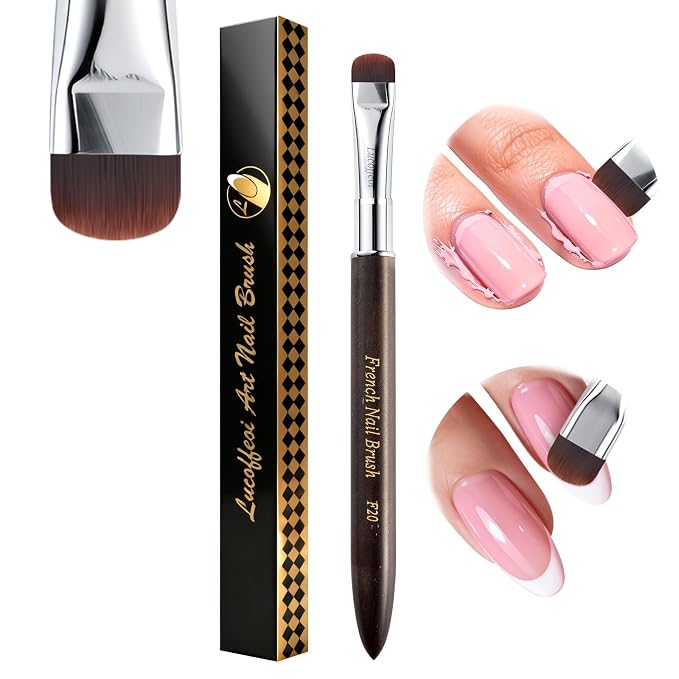 Nail Art Brush, 2-in-1 French Tip and Cuticle Cleanup Brush by Lucoffeoi