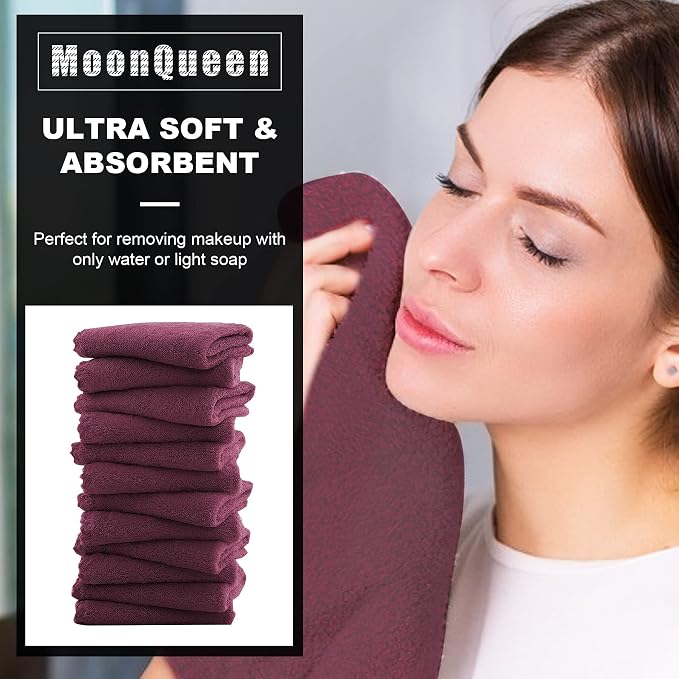 MOONQUEEN Microfiber Facial Cloths Fast Drying Washcloth 12 Pack - Image 2