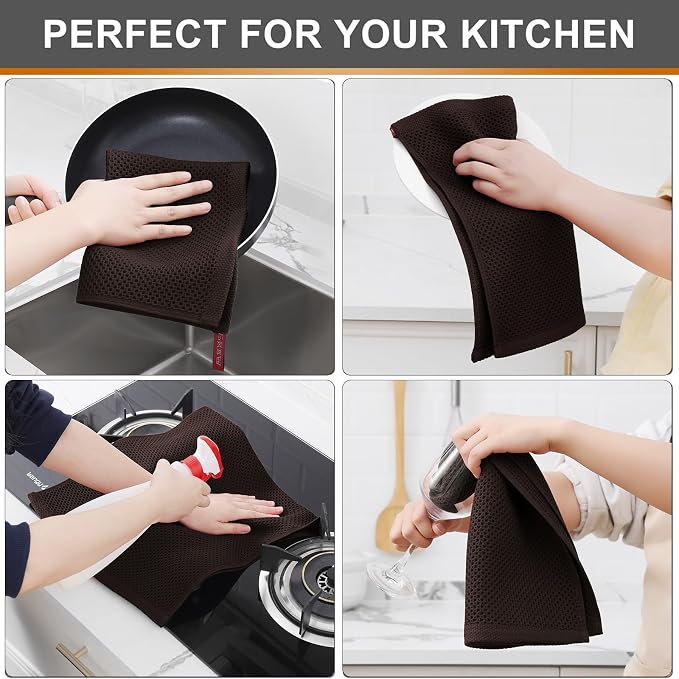 Kitinjoy 100% Cotton Waffle Weave Kitchen Hand Towels - Image 4