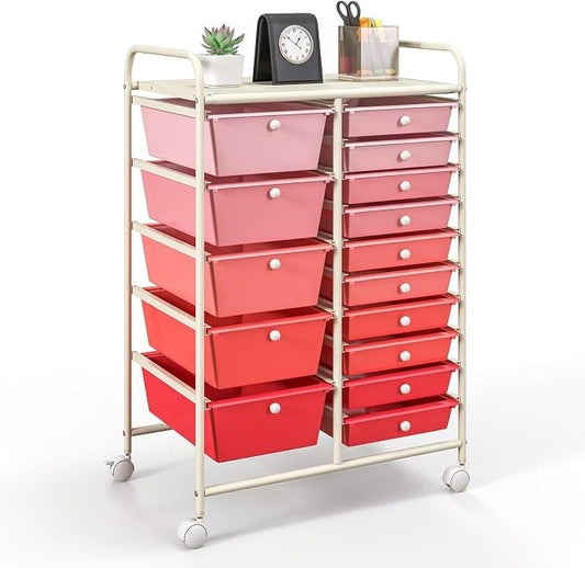 GOFLAME 15-Drawer Rolling Storage Cart, Utility Cart by GOFLAME