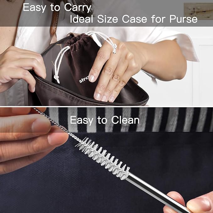 Set of 16 Reusable Stainless Steel Straws - Image 3
