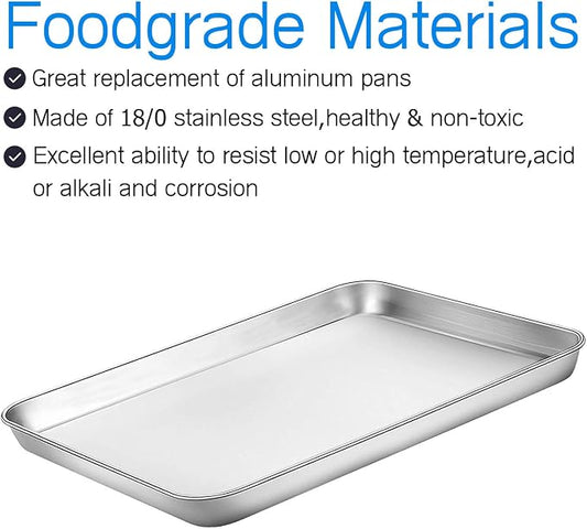 Cookie Sheet Baking Sheet, Bastwe Stainless Steel Bakeware Oven Tray, 16 inch - Image 2