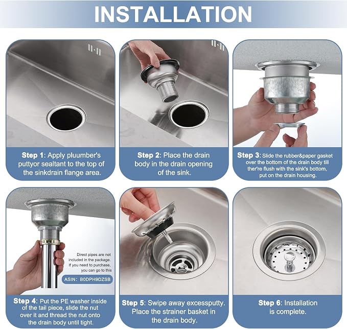 ZM Kitchen Sink Stainless Steel Deep Locking Basket Strainer - Image 4