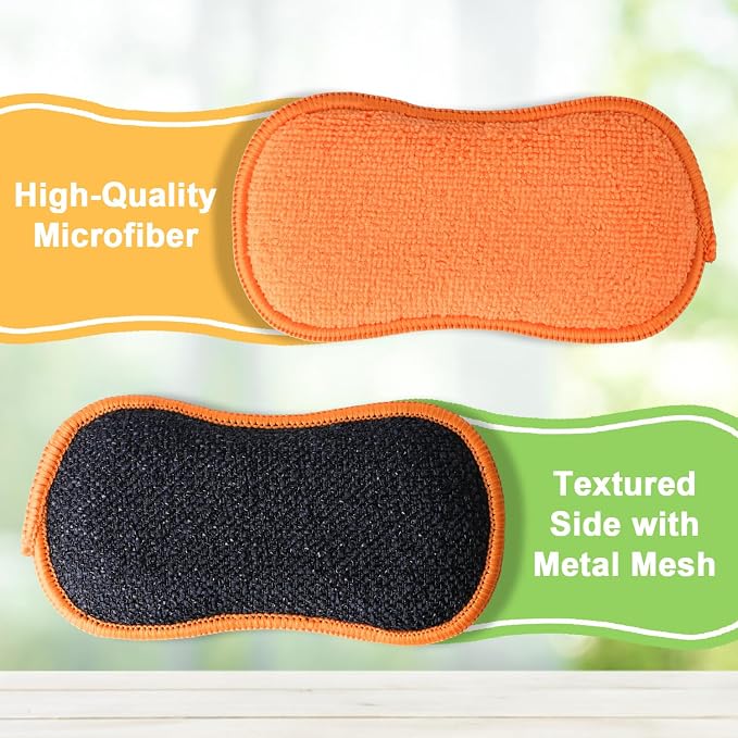 GLIMGLINT 12Pack Dish Sponges Kitchen, Non-Scratch Microfiber Sponges - Image 2