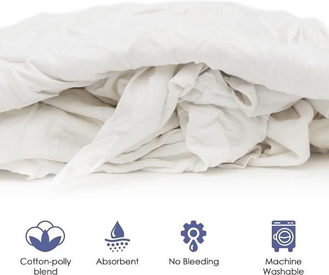 Huck & Terry White T-Shirt Bag of Rags, 7 LB, Recycled Material, Cotton Blend - Image 4