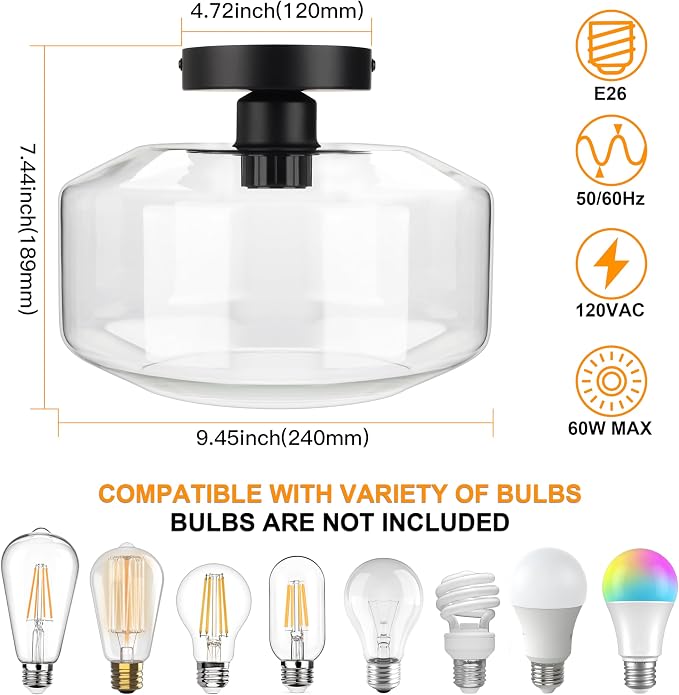 MAXvolador Industrial Semi Flush Mount Ceiling Light Large, Lighting - Image 2