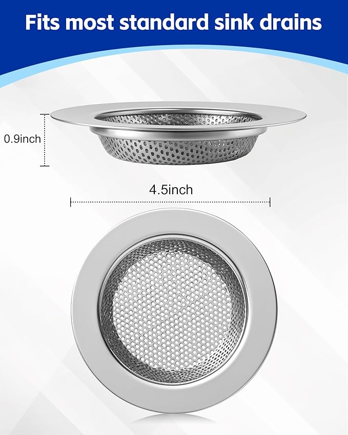 4-Pack Kitchen Sink Drain Strainer, Sturdy Stainless Steel, - Image 6