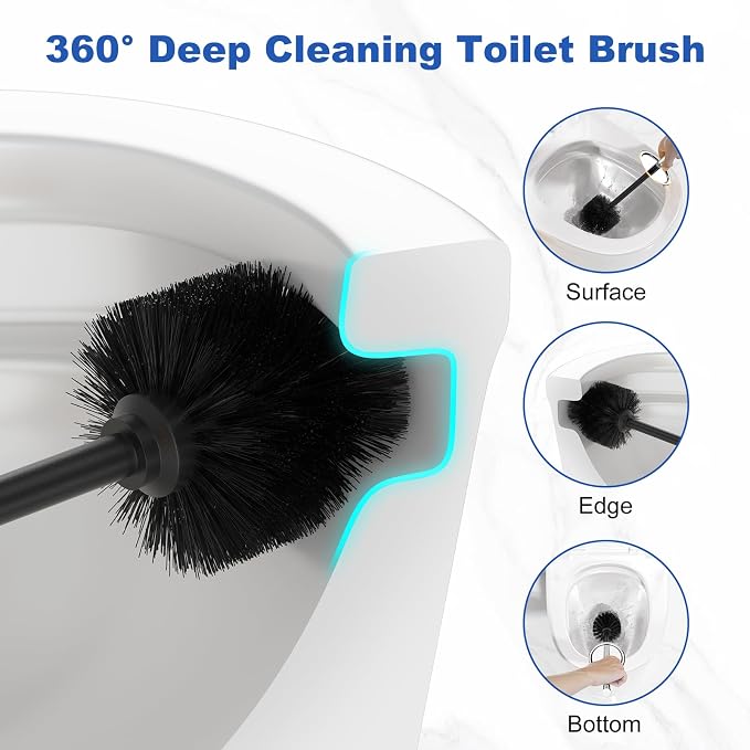 Toilet Brush and Holder Set：304 Stainless Steel Heavy Duty Toilet Bowl - Image 7