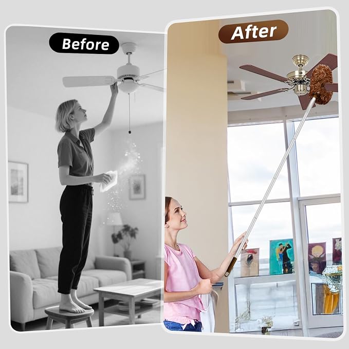 DRQ Ceiling Fan Cleaner Duster, 2 Pack Reusable Microfiber Duster - Image 7