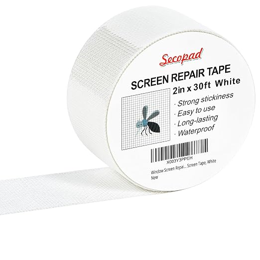 White Window Screen Repair Tape, 2 in X 30 FT Kit by Secopad