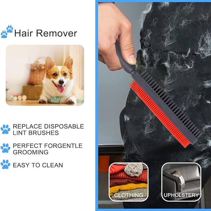 Rubber Pet Hair Removal Brush for Couch Clothes Dog Cat Pet Hair Carpet - Image 3