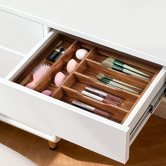 Acacia Wood Silverware Drawer Organizer, 12 Inch Adjustable Cutlery Tray - Image 7