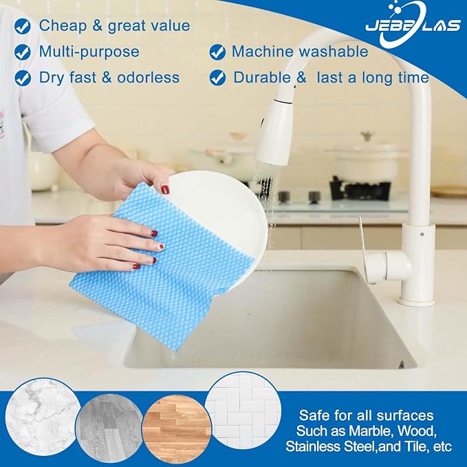 JEBBLAS Disposable Dish Towels and Cloths, Reusable Wipes - Image 2