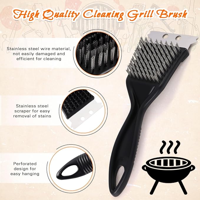 2 Pcs Grill Brush and Scraper, Barbecue Grill Cleaning Brush Stainless Steel - Image 5