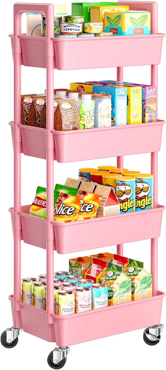 Pipishell 4 Tier Rolling Cart Organizer, Plastic Rolling Cart by Pipishell