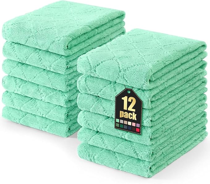 Homaxy 12 Pack Dish Towels for Kitchen, Super Soft and Absorbent Coral Velvet by Homaxy
