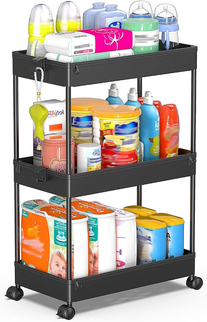 SPACEKEEPER Rolling Storage Cart 3 Tier Bathroom Cart Organizers by SPACEKEEPER