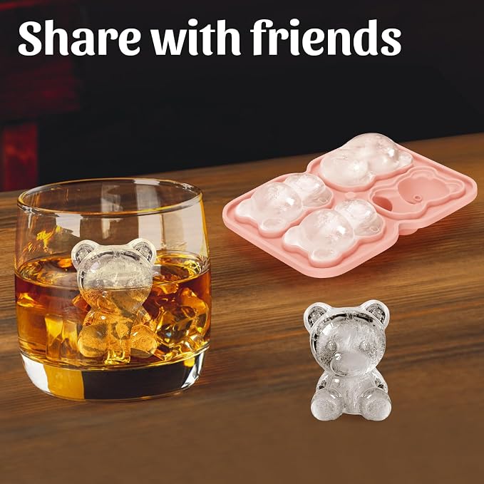 Silicone Ice Cube Tray, Bear 3D Large Ice Cube Molds - Image 3