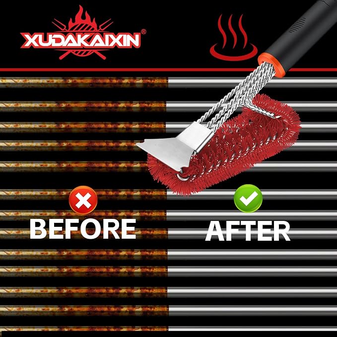 Grill Brush and Scraper, Safe Nylon Bristles Barbecue Triple Scrubbers Cleaning - Image 7