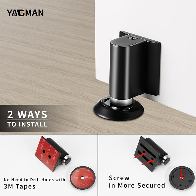 2 Pack Magnetic Door Stoppers Retractable Bottom of Door Holder No Drilling - Image 5