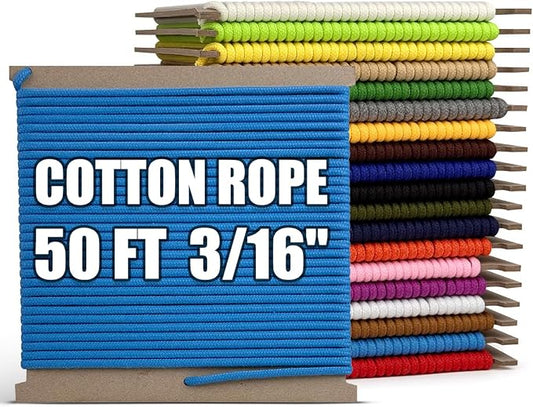 PerkHomy 500lb Cotton Rope 3/16" 50 ft Multi Purpose Utility Diamond Braided by PerkHomy