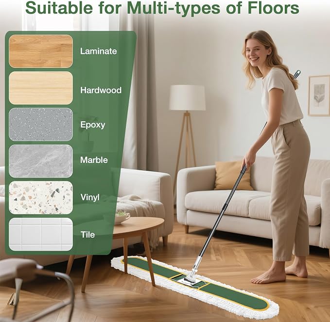 48" Commercial Industrial Dust Mop, CLDREAM Heavy Duty Floor Sweeper - Image 2