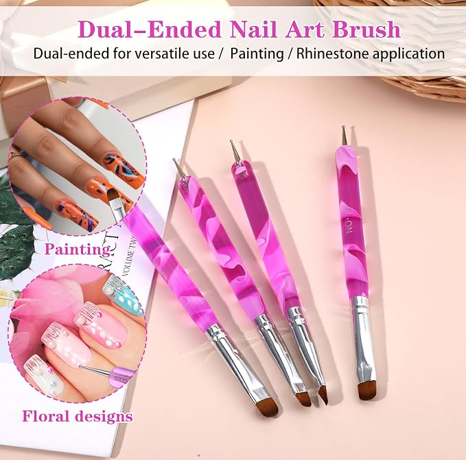 4 Pcs French Tip Clean up Brush Gel Nail Polish Nail Art Brush Tools - Image 4